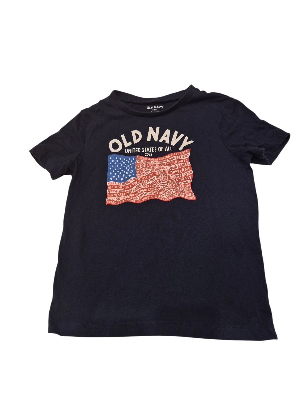 Old Navy Navy Red & White Flag Graphic Short Sleeve Tee